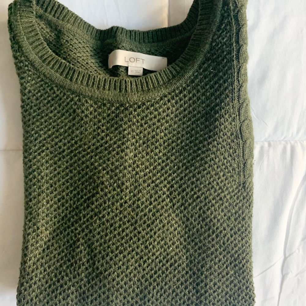 Loft Olive Green Ribbed Sweater Size XS